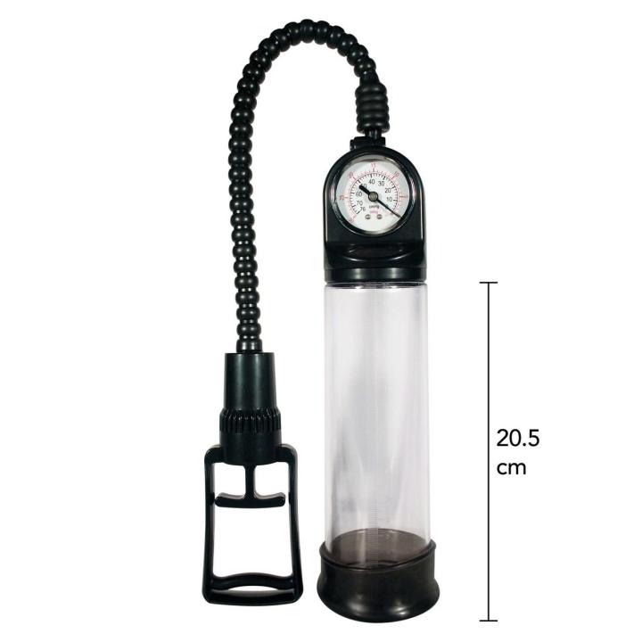 Czarna pompa próżniowa do penisa 32 cm z zaworem spustowym