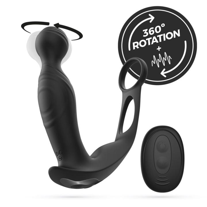 Wibrujący masażer prostaty z pilotem i ruchem obrotowym 16 cm