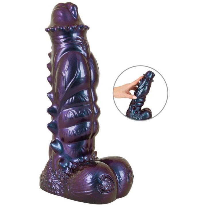 Metaliczne dildo z przyssawką 23,5 cm z płynnego silikonu