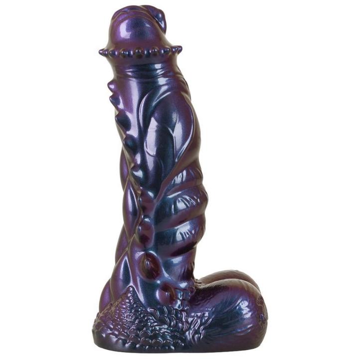 Metaliczne dildo z przyssawką 23,5 cm z płynnego silikonu