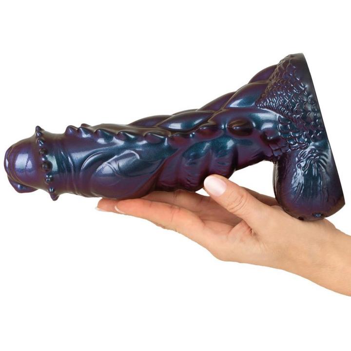 Metaliczne dildo z przyssawką 23,5 cm z płynnego silikonu