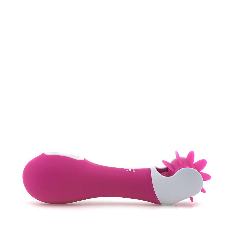 Różowy silikonowy masażer łechtaczki z języczkami – 9 trybów pracy