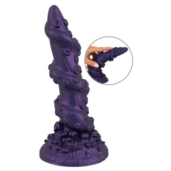 Silikonowe dildo z przyssawką 20,2 cm metaliczny styl i tekstura