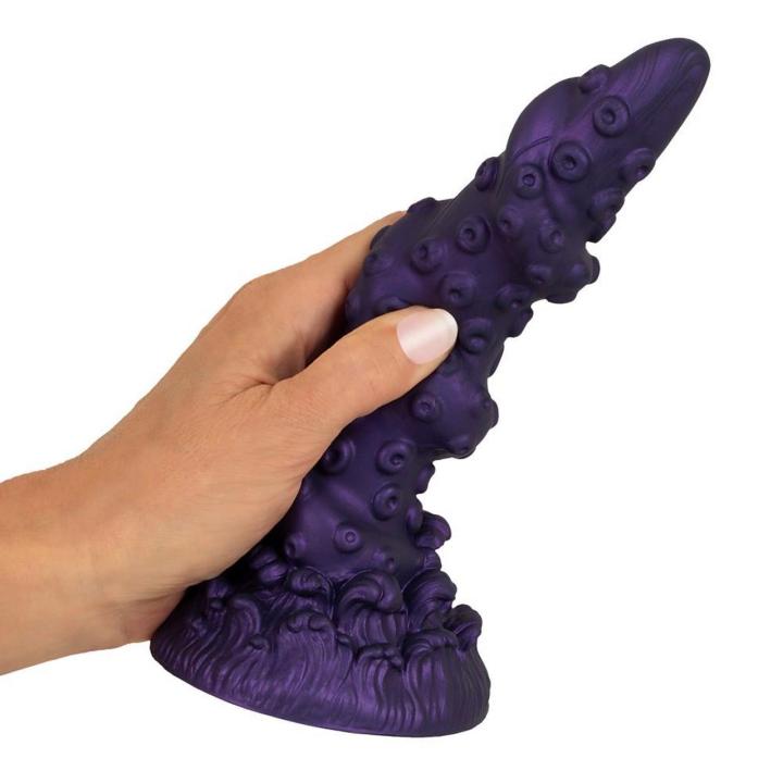 Silikonowe dildo z przyssawką 20,2 cm metaliczny styl i tekstura