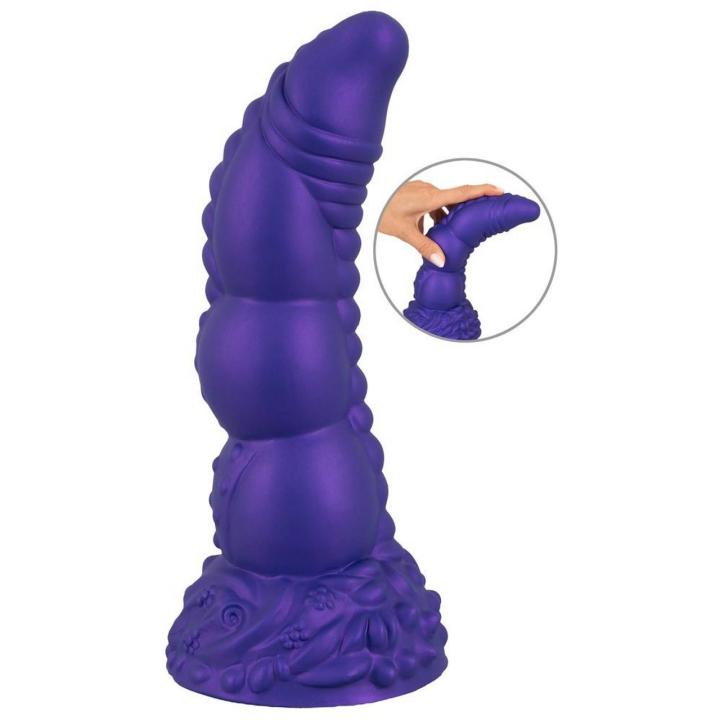 Metaliczny dildo z przyssawką 22,5 cm z fakturą stymulującą