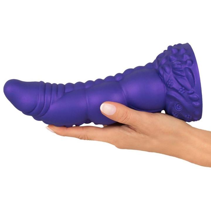Metaliczny dildo z przyssawką 22,5 cm z fakturą stymulującą