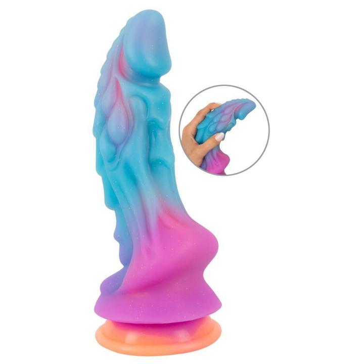 Brokatowe dildo z przyssawką 21,5 cm silikonowe, teksturowane