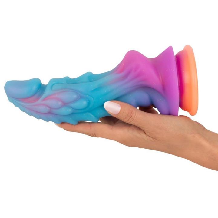 Brokatowe dildo z przyssawką 21,5 cm silikonowe, teksturowane