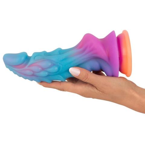 Brokatowe dildo z przyssawką 21,5 cm silikonowe, teksturowane