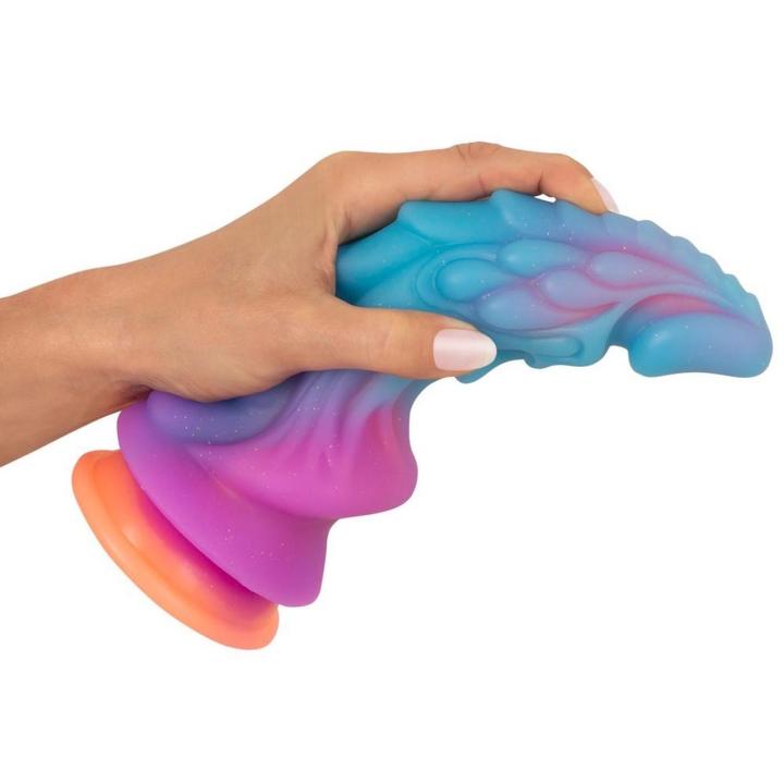 Brokatowe dildo z przyssawką 21,5 cm silikonowe, teksturowane