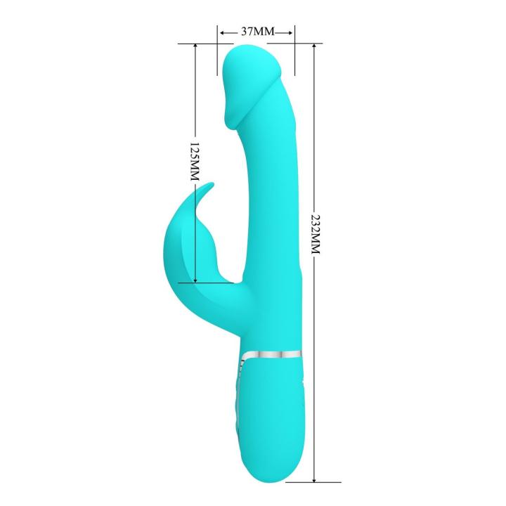 Zielony wibrator króliczek z języczkiem, 7 wibracji i przyciskiem Climax