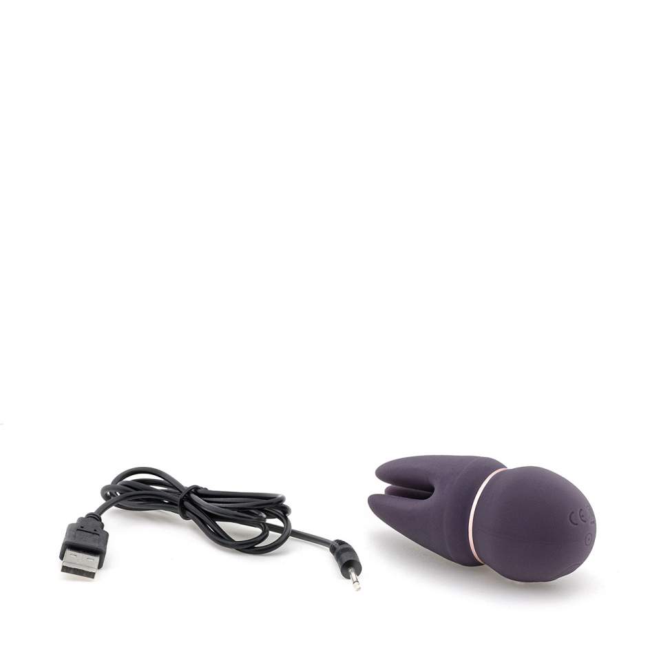 Fioletowy trzypunktowy masażer łechtaczki z wibracjami