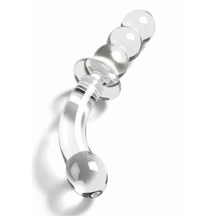 Szklane dwustronne dildo analne i do punktu g 19 cm