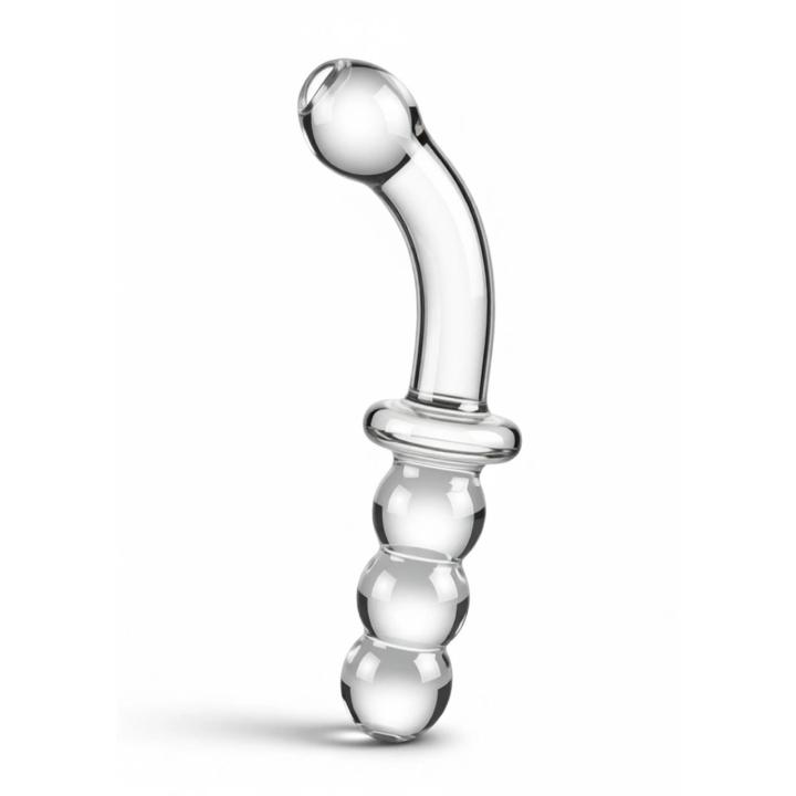 Szklane dwustronne dildo analne i do punktu g 19 cm