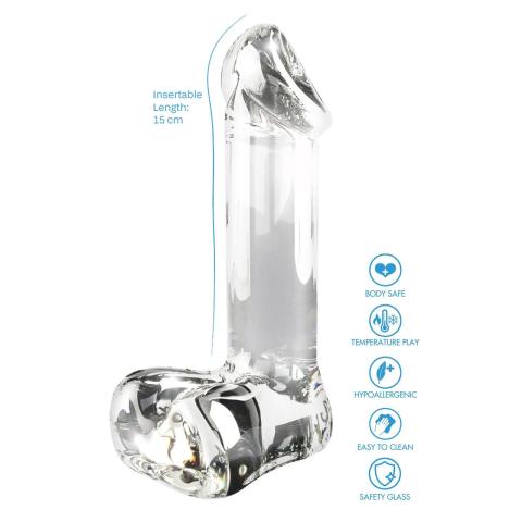 Szklane dildo 17,5 cm z borokrzemowego szkła - zabawy temperaturą