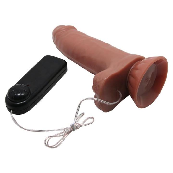 Realistyczne wibrujące dildo 18,3 cm z przyssawką i miękką powłoką TPR