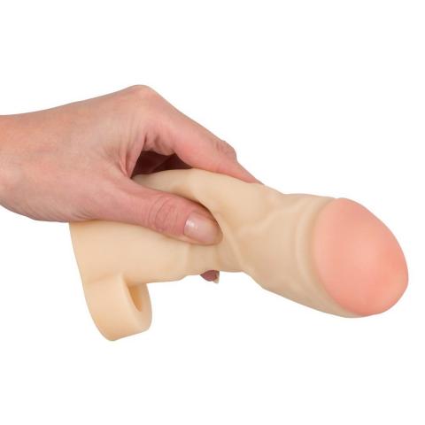 Cielista nakładka przedłużająca na penisa 17 cm z pierścieniem na jądra