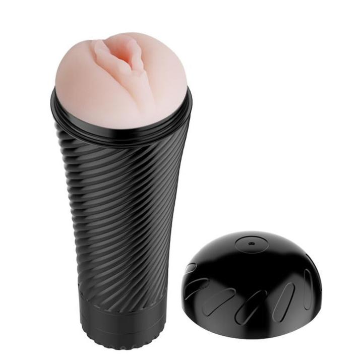 Dyskretny masturbator w tubie z wibracją i cyber skórą 23 cm