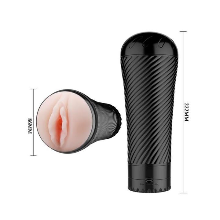 Dyskretny masturbator w tubie z wibracją i cyber skórą 23 cm