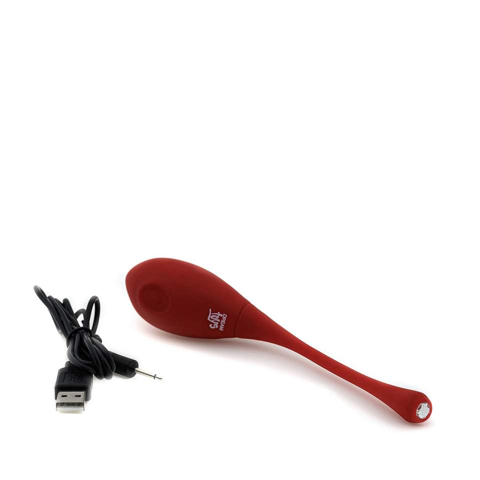 Czerwone silikonowe jajko wibrujące z diamentem