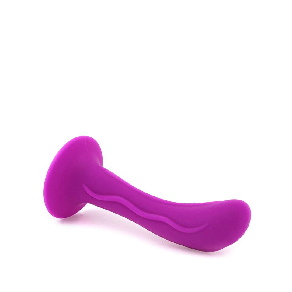 Fioletowy delikatnie fałdowany korek analny, wykonany z silikonu