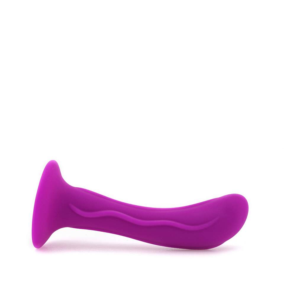 Fioletowy delikatnie fałdowany korek analny, wykonany z silikonu