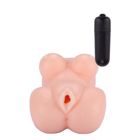 Masturbator wagina z wibracją i otwartym końcem, TPE 13 cm