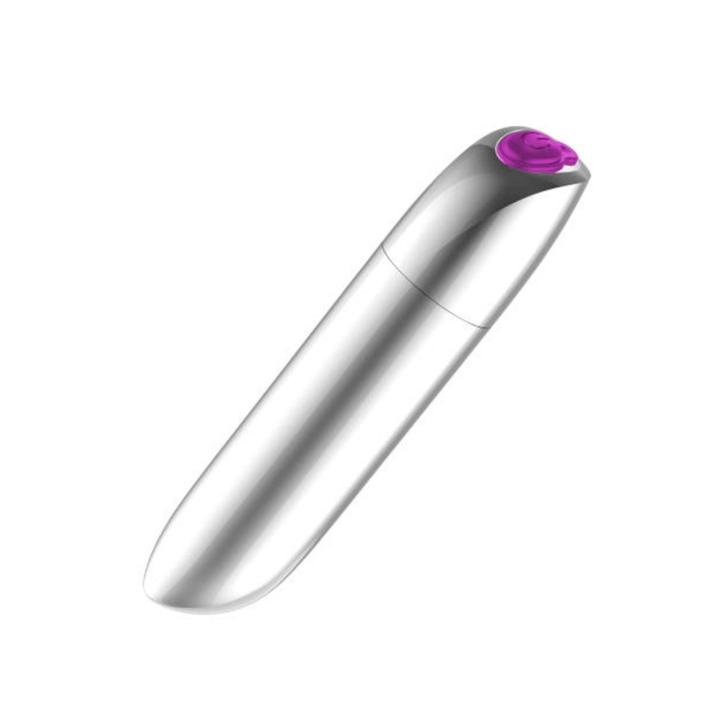 Srebrny mini wibrator kulka USB 20 trybów, wodoodporny i mocny