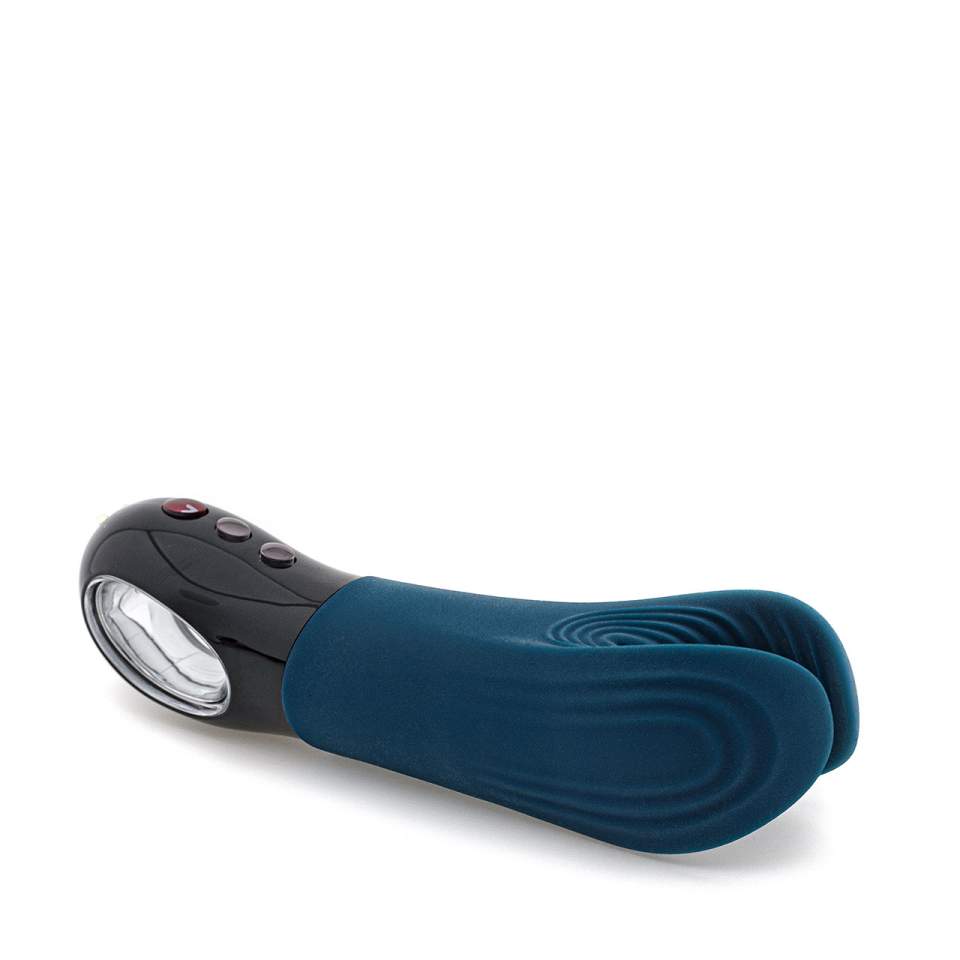 Niebieski silikonowy masturbator Manta Fun Factory – 6 funkcji wibracji 