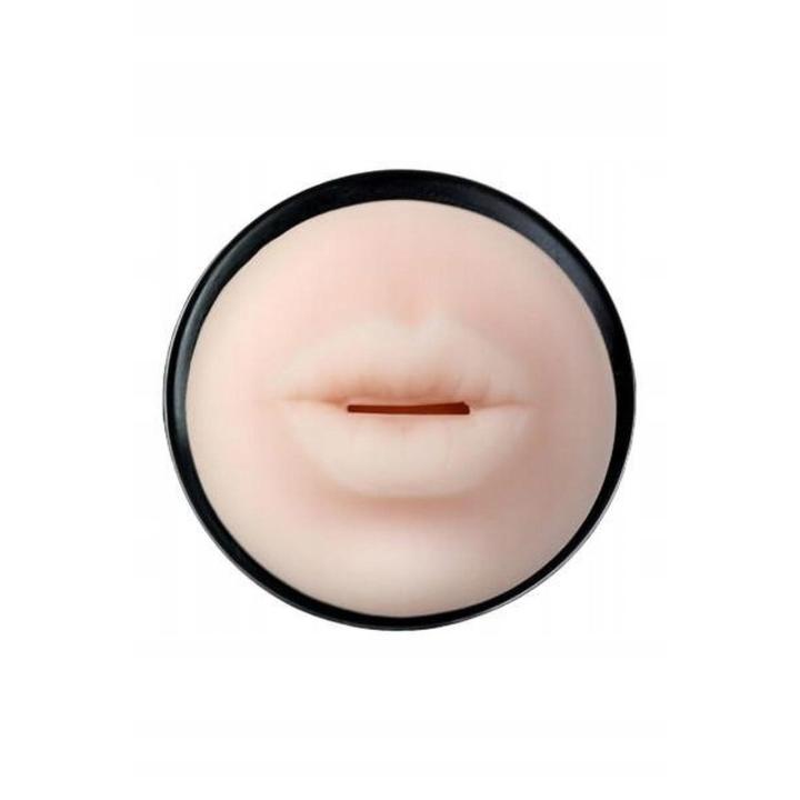 Masturbator w fiolce 24 cm z wejściem w kształcie ust i teksturą 3D