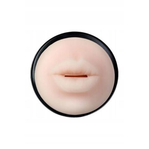 Masturbator w fiolce 24 cm z wejściem w kształcie ust i teksturą 3D