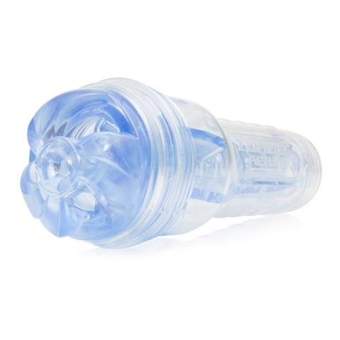 Transparentny masturbator ice blue z efektem deep throat i żebrowanym wnętrzem
