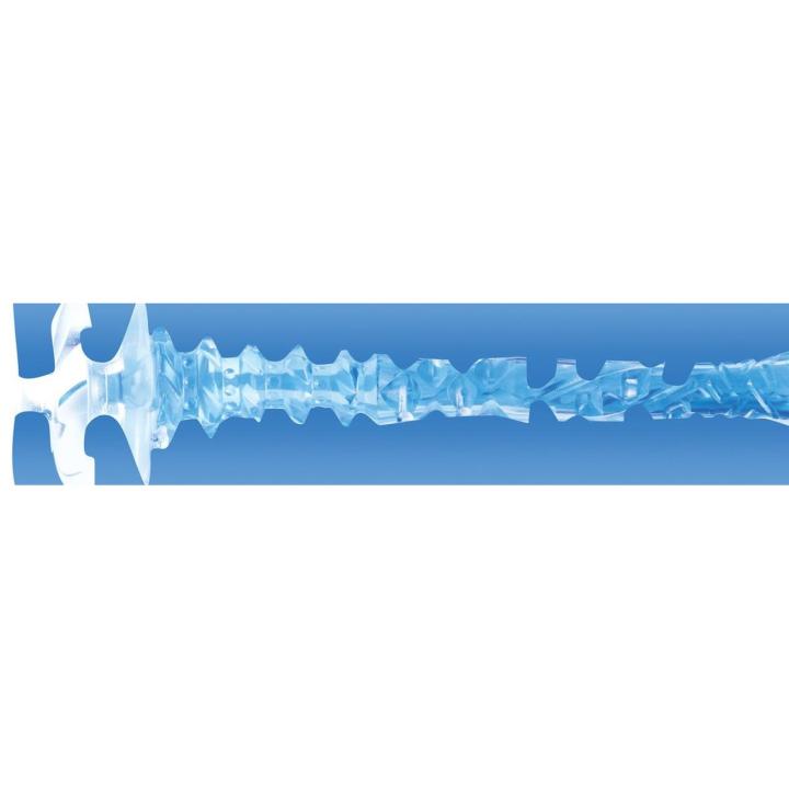 Transparentny masturbator ice blue z efektem deep throat i żebrowanym wnętrzem