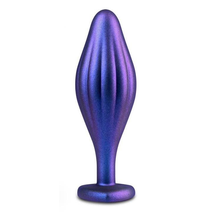 Falowany korek analny z kryształkiem 11,4 cm – silikon platinum