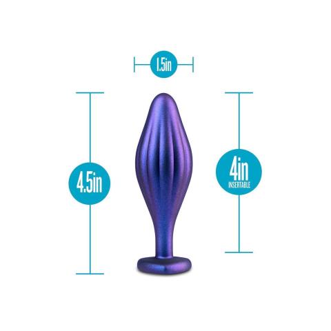 Falowany korek analny z kryształkiem 11,4 cm – silikon platinum