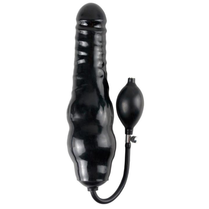 Pompowane dildo analno-pochwowe 32 cm z pompką i zaworem