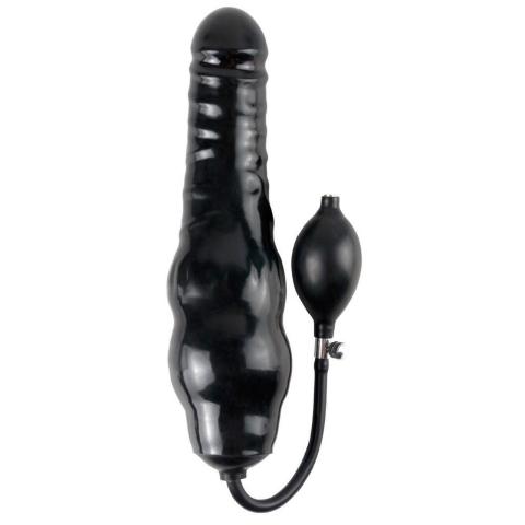 Pompowane dildo analno-pochwowe 32 cm z pompką i zaworem