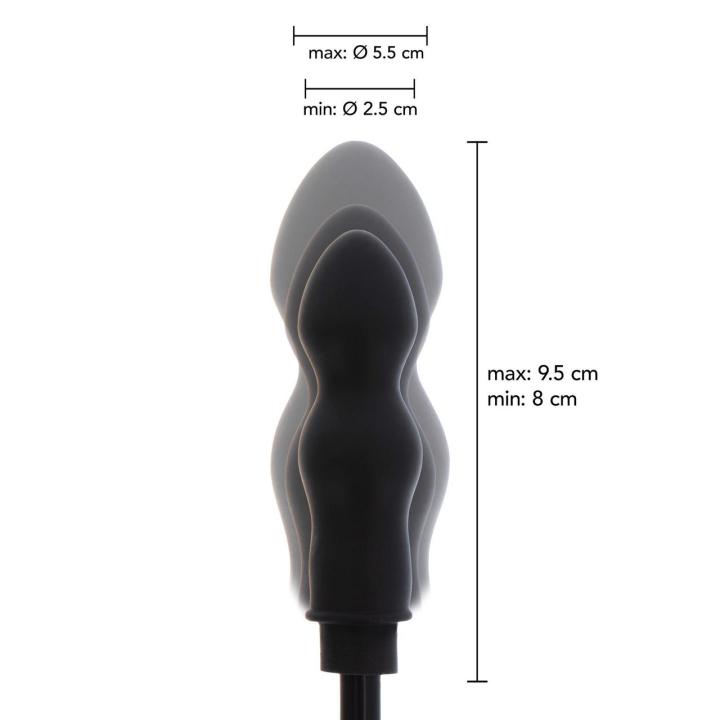 Nadmuchiwany korek analny silikonowy czarny 8–9,5 cm z pompką