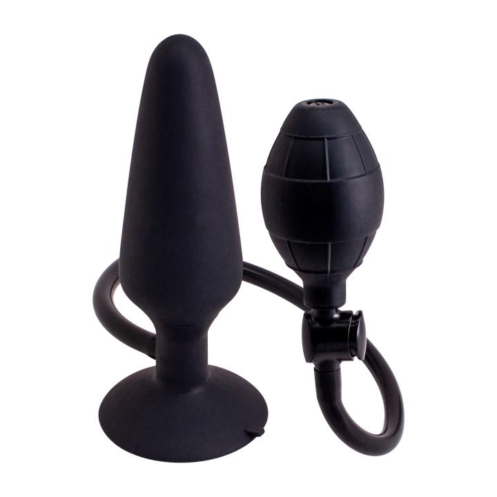 Pompowany korek analny silikonowy z pompką czarny 12,7 cm