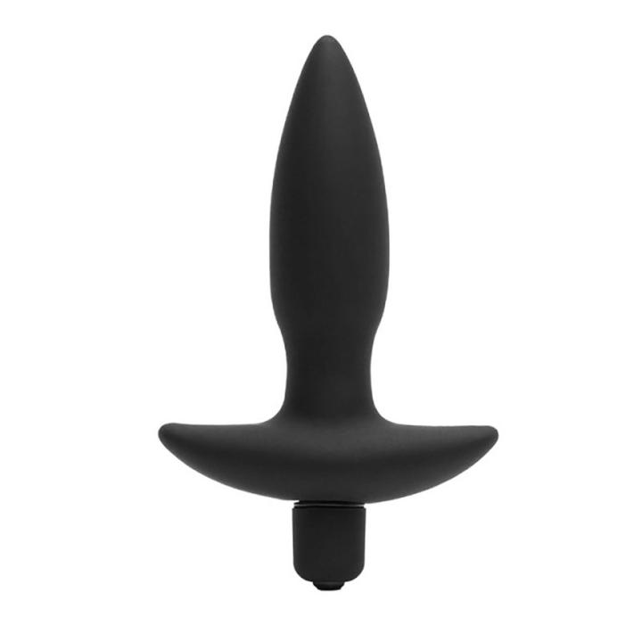 Czarny wibrujący plug analny silikonowy 9 cm – 10 trybów wibracji