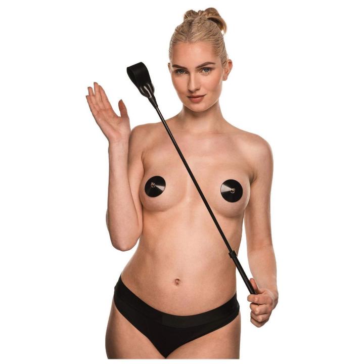 Elegancki crop BDSM z wegańskiej skóry i złotymi detalami