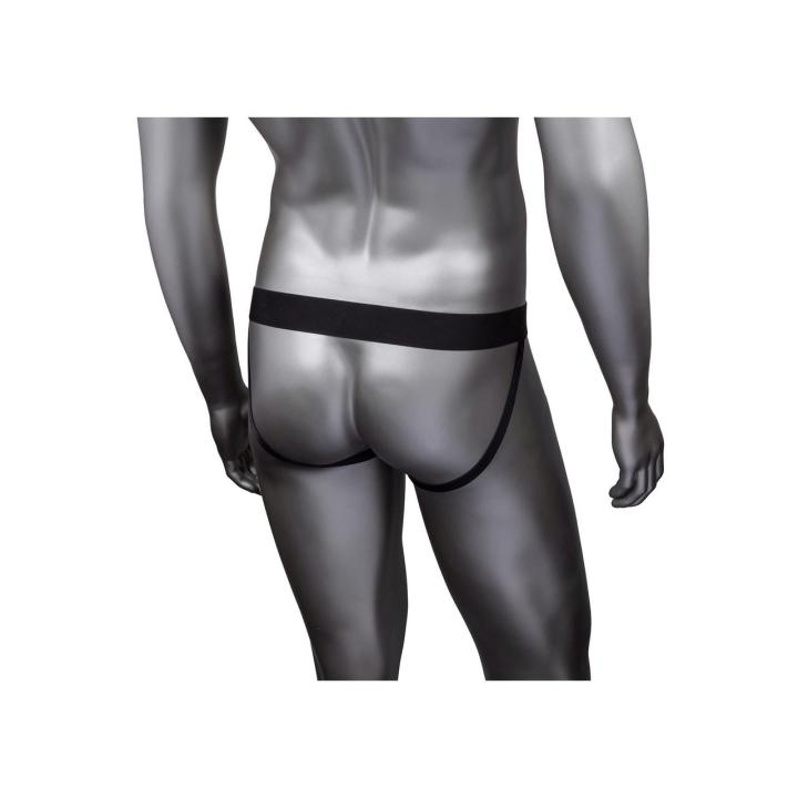 Czarny jockstrap męski z siateczki z cyrkoniami