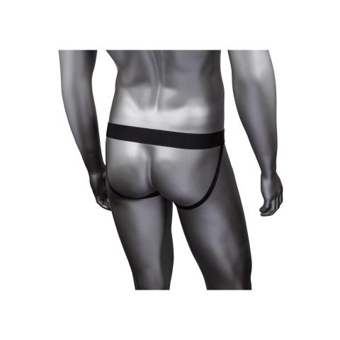 Czarny jockstrap męski z siateczki z cyrkoniami