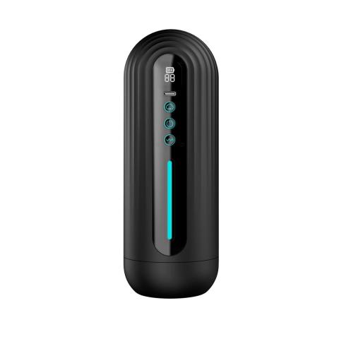 Masturbator z ssaniem i wibracjami 21 cm, LED, sterowanie głosowe