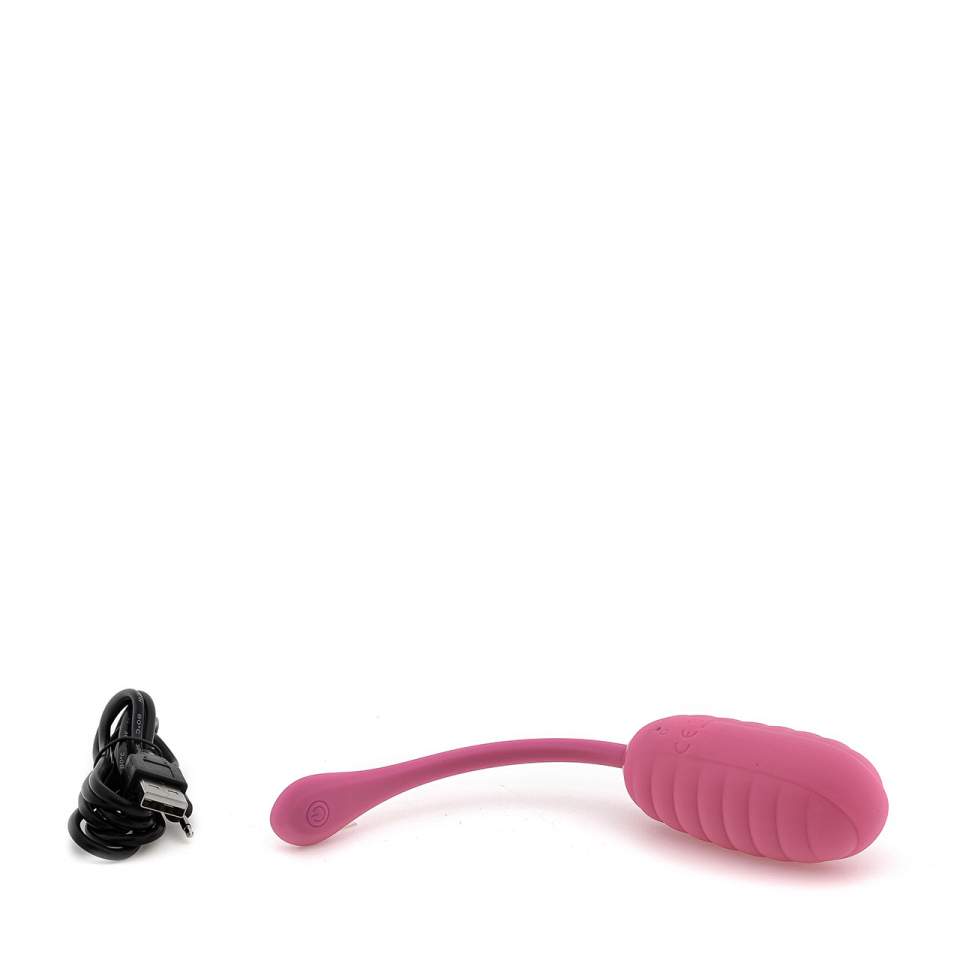 Fioletowe wibrujące jajko z prążkowaniem na główce – 12 funkcji