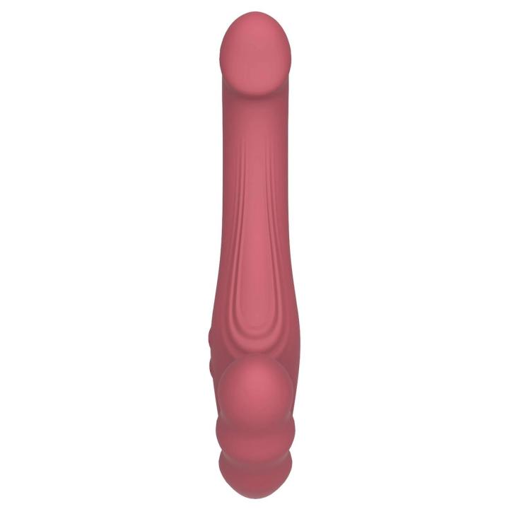 Bezpasowy strap-on wibrator podwójny z pilotem i 2 silnikami, silikon IPX7