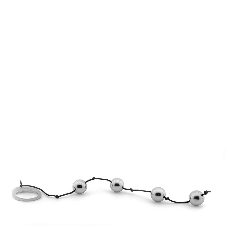 Srebrne metalowe koraliki analne o długości 22 cm