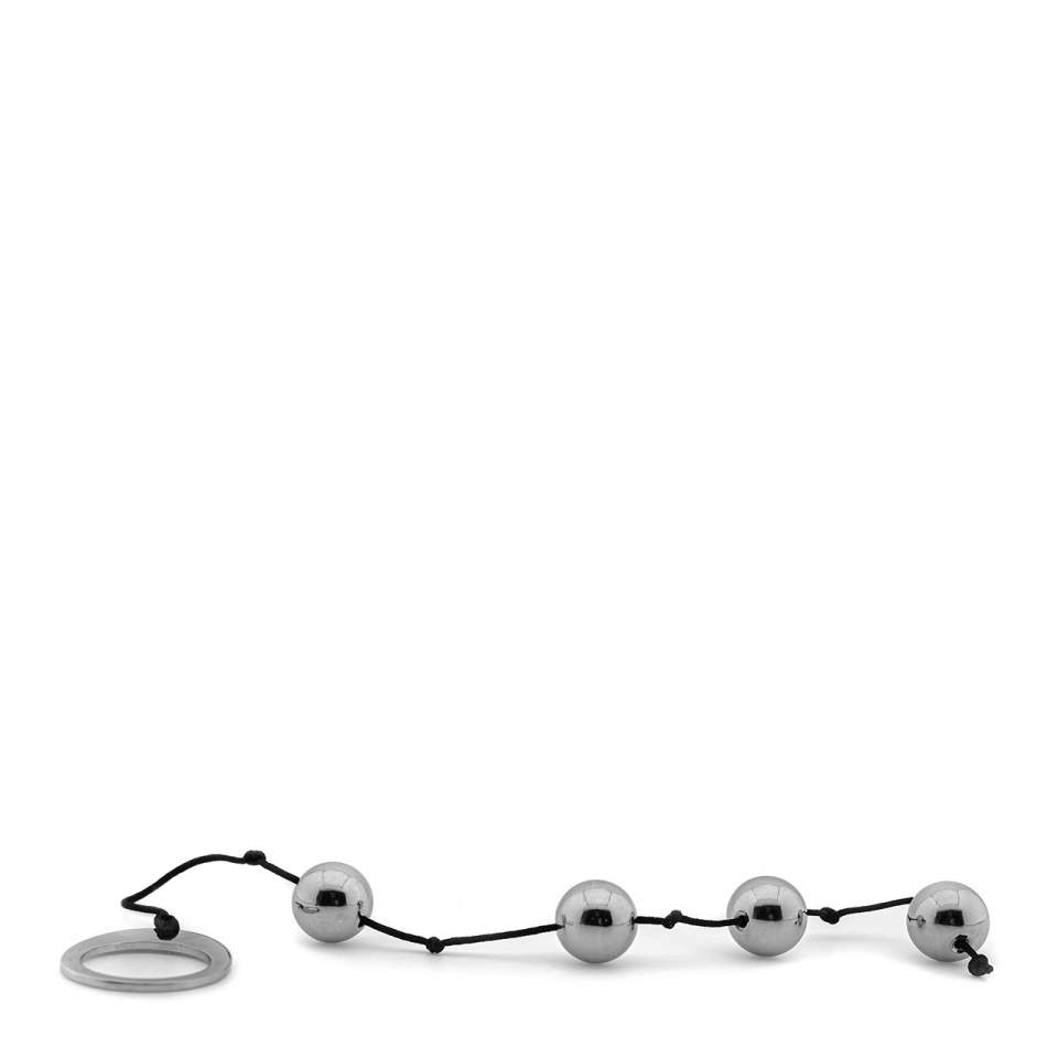 Srebrne metalowe koraliki analne o długości 22 cm