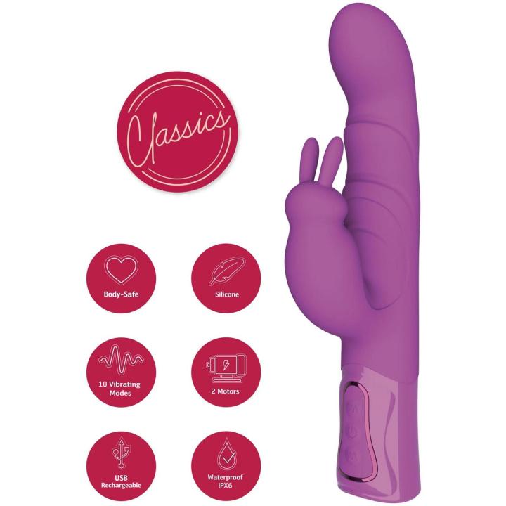 Gruby wibrator króliczek do punktu g i łechtaczki, 10 trybów, usb, ipx6
