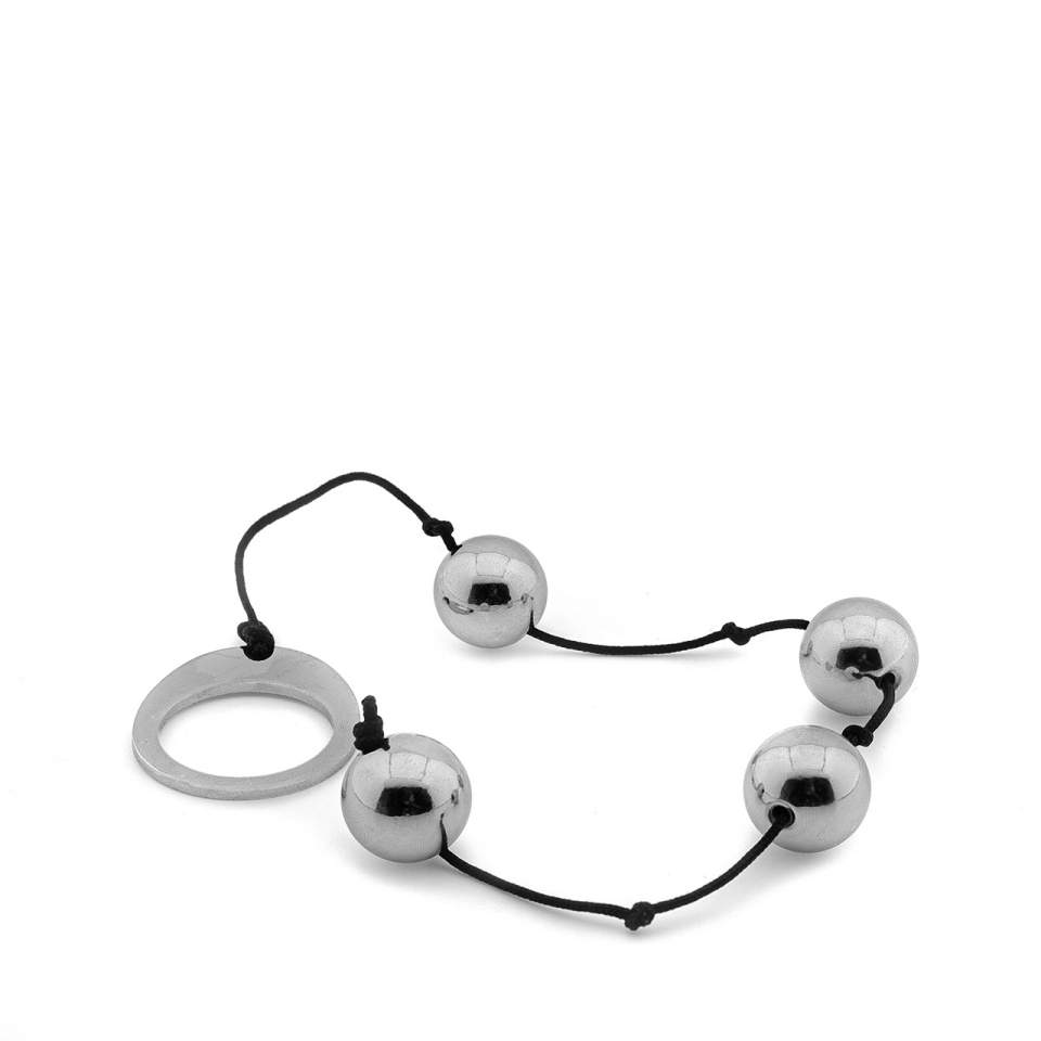 Srebrne metalowe koraliki analne o długości 22 cm